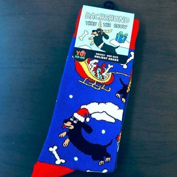 Dachshund Doxie Dog Funny Holiday Christmas Socks - Picture 1 of 3